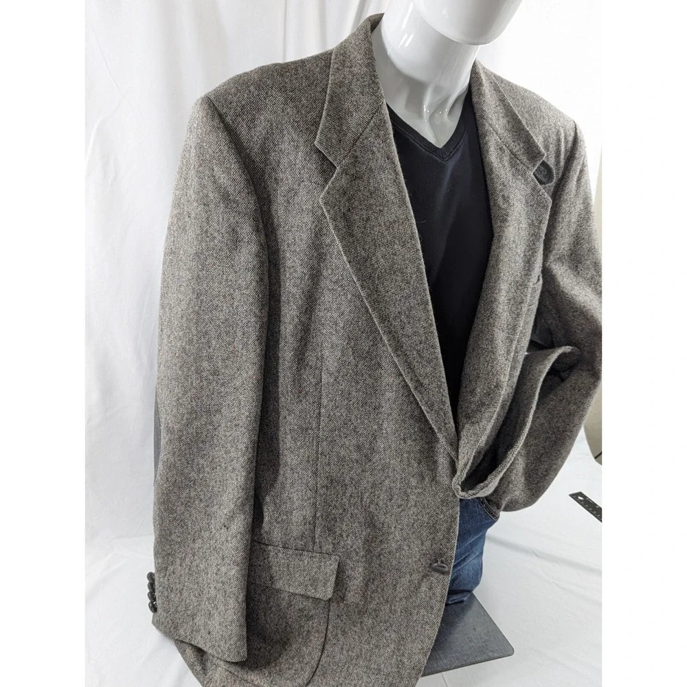 46L Farah Elbow Patch Mens Wool Tweed‎ Ranch Western 2 Button Blazer Sport Coat
